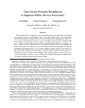 Cover page of Can Citizen Pressure Be Induced to Improve Public Service Provision?