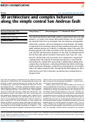 Cover page: 3D architecture and complex behavior along the simple central San Andreas fault.