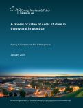 Cover page: A Review of Value of Solar Studies In Theory and In Practice