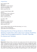 Cover page of Enhancing Detection of Message Intents in a Mobile Health Smoking-Cessation Intervention Using Large Language Model Fine-Tuning, Data Downsampling, and Error Correction: Algorithm Development and Validation