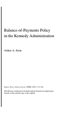 Cover page: BALANCE-OF-PAYMENTS POLICY IN KENNEDY ADMINISTRATION