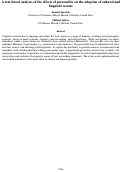 Cover page: A text-based analysis of the effects of personality on the adoption of cultural andlinguistic norms