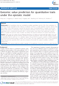 Cover page: Genomic value prediction for quantitative traits under the epistatic model