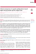 Cover page: Clinical consequences of a genetic predisposition toward higher benign prostate-specific antigen levels.