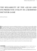 Cover page: The Reliability of the I-Quad and Its Predictive Utility in a Modified Dictator Game