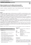 Cover page: Kidney transplant access for children and young adults with congenital anomalies of the kidney and urinary tract.