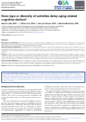 Cover page of Does type or diversity of activities delay aging-related cognitive decline?