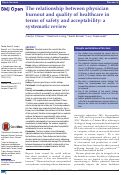 Cover page: The relationship between physician burnout and quality of healthcare in terms of safety and acceptability: a systematic review