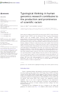 Cover page: Typological thinking in human genomics research contributes to the production and prominence of scientific racism.