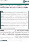 Cover page: Ciliogenesis and cerebrospinal fluid flow in the developing Xenopus brain are regulated by foxj1