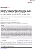 Cover page: Addressing System Challenges in Mental Health Services Research for Youth in the Child Welfare System: Insights From the Foster Care Family Navigator Trial