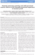 Cover page: Parental autonomy granting and child perceived control: effects on the everyday emotional experience of anxious youth