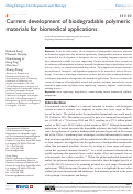 Cover page: Current development of biodegradable polymeric materials for biomedical applications