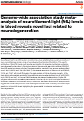 Cover page: Genome-wide association study meta-analysis of neurofilament light (NfL) levels in blood reveals novel loci related to neurodegeneration