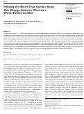 Cover page: Holding the Belief That Gender Roles Can Change Reduces Womens Work-Family Conflict.