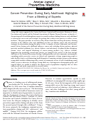 Cover page: Cancer Prevention During Early Adulthood: Highlights From a Meeting of Experts