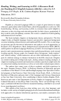 Cover page: Review of the book [Reading, writing, and learning in ESL: A resource book for teaching K-12 English learners], by S. F. Peregoy &amp; O. F. Boyle with K. Cadeiro-Kaplan