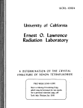 Cover page: A DETERMINATION OF THE CRYSTAL STRUCTURE OF XENON TETRAFLUORIDE