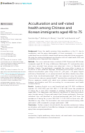 Cover page: Acculturation and self-rated health among Chinese and Korean immigrants aged 49 to 75.