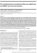 Cover page: The Interplay Between Translational Efficiency, Poly(A) Tails, MicroRNAs, and Neuronal Activation