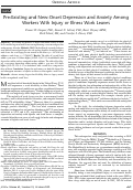 Cover page: Pre-Existing and New-Onset Depression and Anxiety Among Workers With Injury or Illness Work Leaves