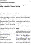 Cover page: Experimental biogeography: the role of environmental gradients in high geographic diversity in Cape Proteaceae
