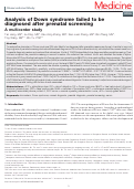 Cover page: Analysis of Down syndrome failed to be diagnosed after prenatal screening