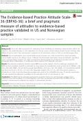 Cover page: The Evidence-based Practice Attitude Scale-36 (EBPAS-36): a brief and pragmatic measure of attitudes to evidence-based practice validated in US and Norwegian samples