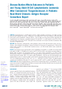 Cover page: Disease Burden Affects Outcomes in Pediatric and Young Adult B-Cell Lymphoblastic Leukemia After Commercial Tisagenlecleucel: A Pediatric Real-World Chimeric Antigen Receptor Consortium Report