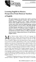 Cover page: Learning English in Mexico: Perspectives From Mexican Teachers of English