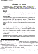 Cover page: Optimism, Sociability, and&nbsp;the Risk of&nbsp;Future Suicide Attempt among U.S. Army Soldiers.