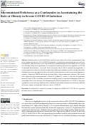 Cover page: Micronutrient Deficiency as a Confounder in Ascertaining the Role of Obesity in Severe COVID-19 Infection