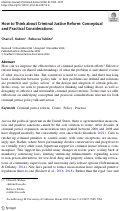 Cover page: How to Think about Criminal Justice Reform: Conceptual and Practical Considerations