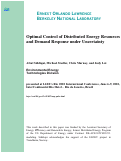Cover page: Optimal Control of Distributed Energy Resources and Demand Response under Uncertainty