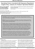 Cover page: Operations Factors Associated with Emergency Department Length of Stay: Analysis of a National  Operations Database