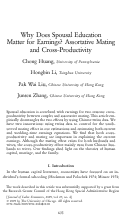 Cover page: Why Does Spousal Education Matter for Earnings? Assortative Mating and Cross‐Productivity