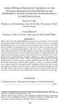 Cover page of Science without Precedent: The Impact of the National Research Council Report on the Admissibility and Use of Forensic Science Evidence in the United States