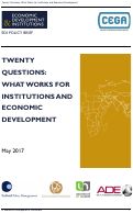 Cover page of Twenty Questions: What Works for Institutions and Economic Development