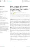 Cover page: Dose, exposure, and treatment regimen of intravenous immunoglobulin G in multifocal motor neuropathy.