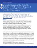 Cover page: Myocardial Infarction Can Be Safely Excluded by High‐sensitivity Troponin I Testing 3 Hours After Emergency Department Presentation