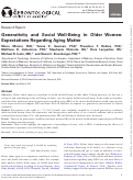 Cover page: Generativity and Social Well-Being in Older Women: Expectations Regarding Aging Matter.