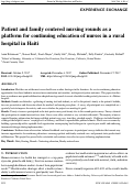 Cover page: Patient and family centered nursing rounds as a platform for continuing education of nurses in a rural hospital in Haiti