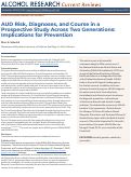 Cover page: AUD Risk, Diagnoses, and Course in a Prospective Study Across Two Generations: Implications for Prevention.