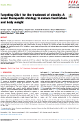 Cover page: Targeting Clic1 for the treatment of obesity: A novel therapeutic strategy to reduce food intake and body weight