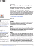 Cover page: Personal, social, and environmental factors associated with lifejacket wear in adults and children: A systematic literature review