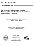 Cover page: The California Tobacco Control Program: A Decade of Progress, Results from the California Tobacco Survey, 1990-1999