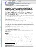 Cover page: The Impact of Community Engagement on Health, Social, and Utilization Outcomes in Depressed, Impoverished Populations: Secondary Findings from a Randomized Trial