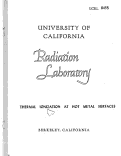 Cover page: THERMAL IONIZATION AT HOT METAL SURFACES