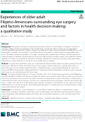 Cover page of Experiences of older adult Filipino-Americans surrounding eye surgery and factors in health decision-making: a qualitative study.