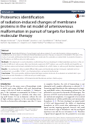 Cover page: Proteomics identification of radiation-induced changes of membrane proteins in the rat model of arteriovenous malformation in pursuit of targets for brain AVM molecular therapy.